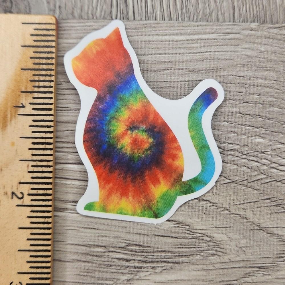10/$10 Cat Sticker Tie Dye Groovy Hippie 70s Vibe Colorful